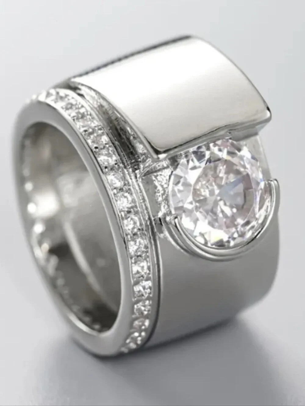 2.00 Carat Men's Wedding Ring 14K White Gold Plated Round Lab-Created Diamond 10